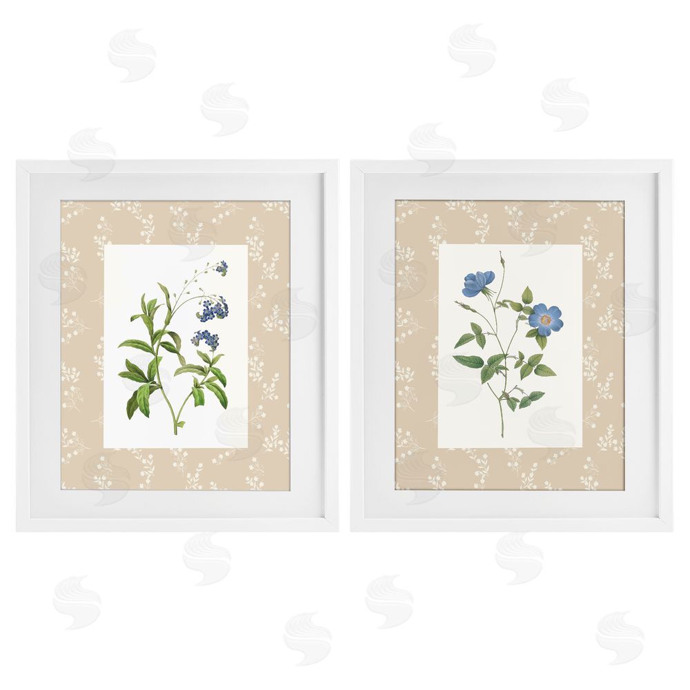 Val Rhodes Herbs on Beige Botanicals White Framed Print Under Glass Wall Art