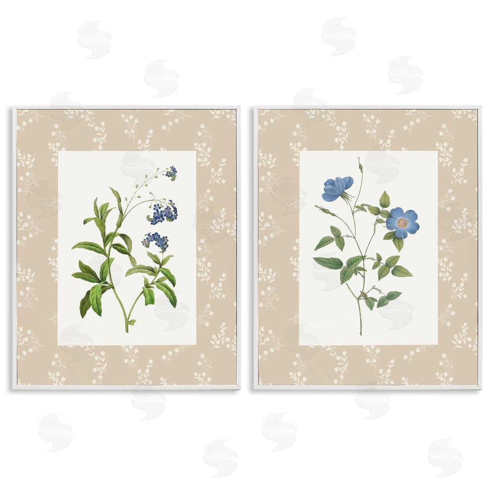 Val Rhodes Herbs on Beige Botanicals White Framed Giclee Wall Art Print