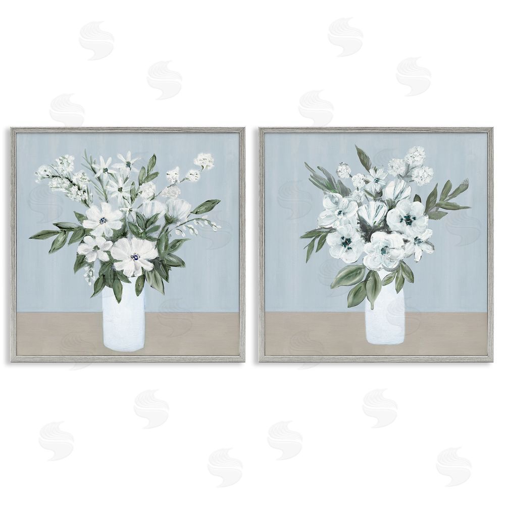 Marilyn Dunlap Mixed White Blossoms Gray Framed Giclee Wall Art Print