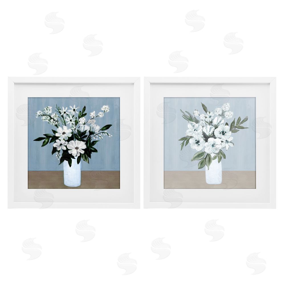 Marilyn Dunlap Mixed White Blossoms White Framed Print Under Glass Wall Art