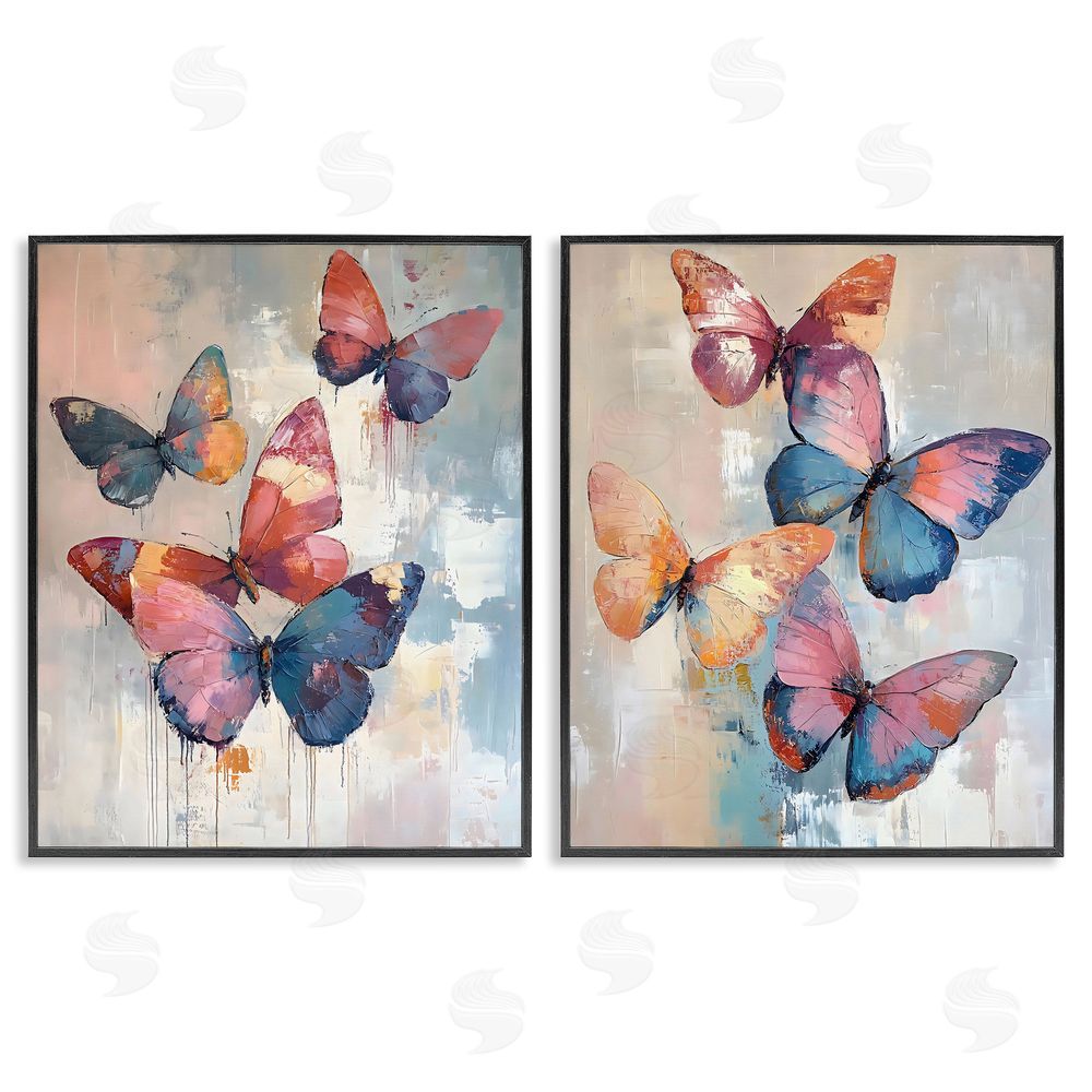 Creative Studio Butterfly Beauties in Flight Black Framed Giclee Wall Art Print