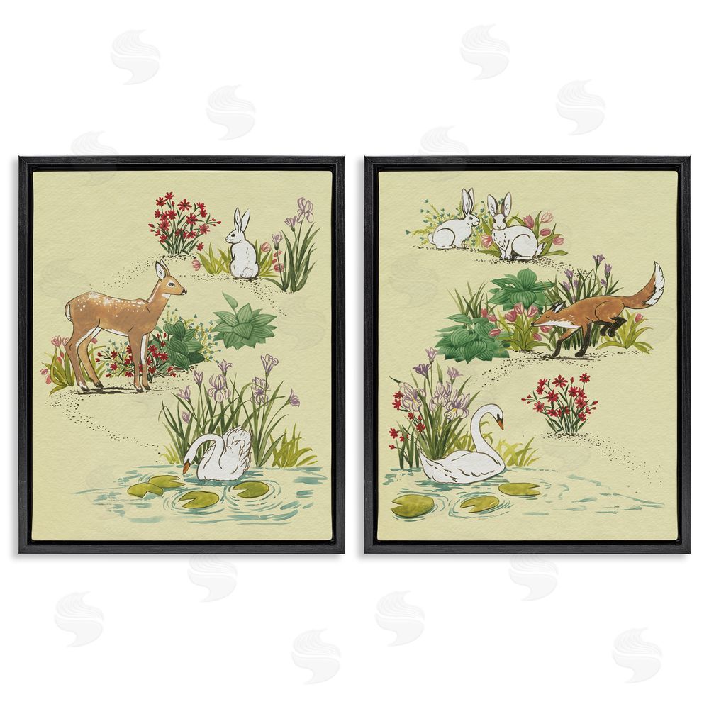 Grace Popp Spring Animals in Nature Black Floating Frame Canvas Wall Art Print
