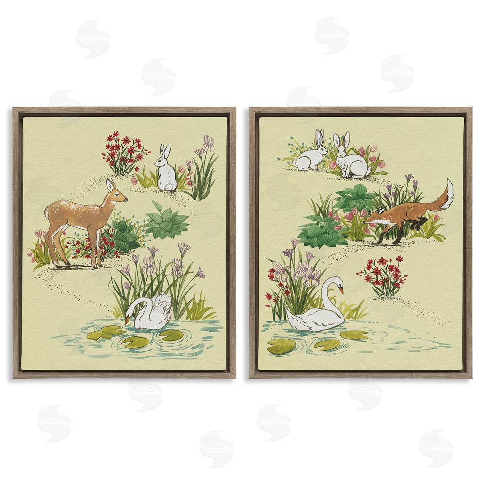 Grace Popp Spring Animals in Nature Brown Floating Frame Canvas Wall Art Print