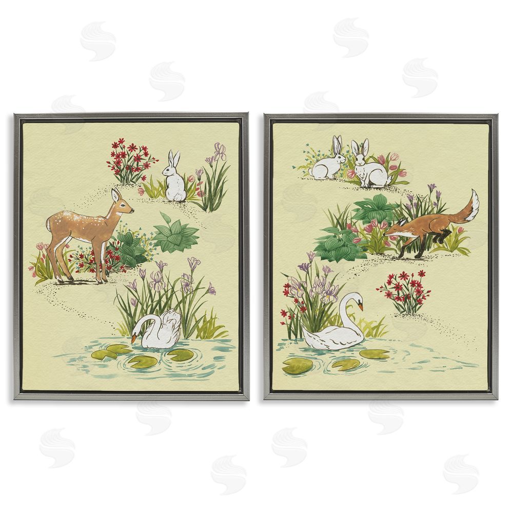 Grace Popp Spring Animals in Nature Gray Floating Frame Canvas Wall Art Print