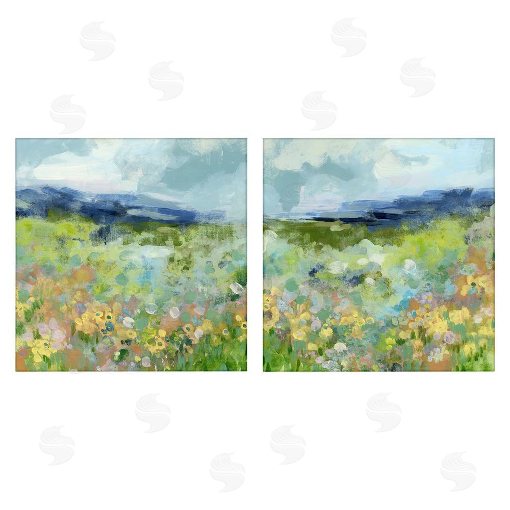 June Erica Vess Abstract Valley of Wildflowers Stretched Canvas Wall Art Print