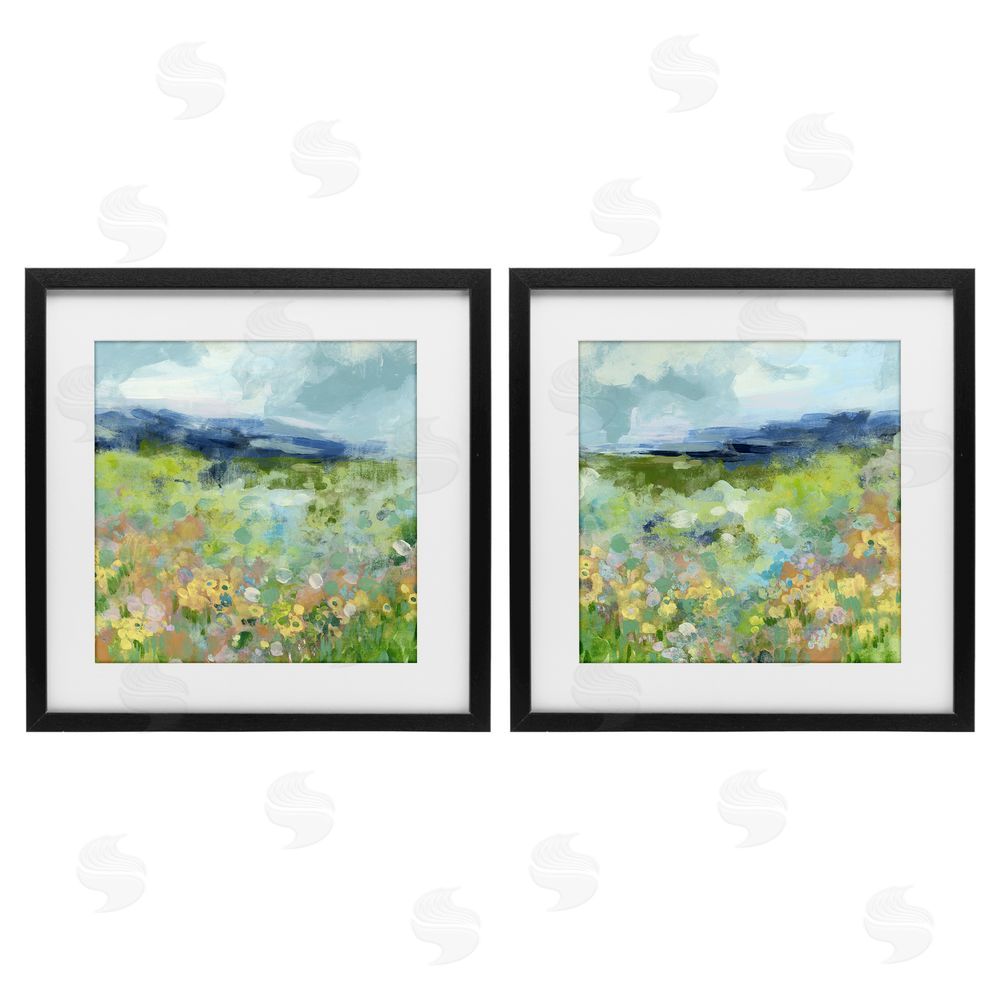 June Erica Vess Abstract Valley of Wildflowers Black Framed Print Under Glass Wall Art