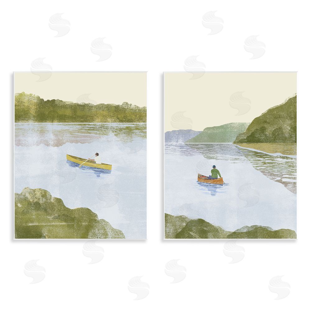 Victoria Barnes Canoeing Across Tranquil Waters Wooden Wall Plaque Art Print