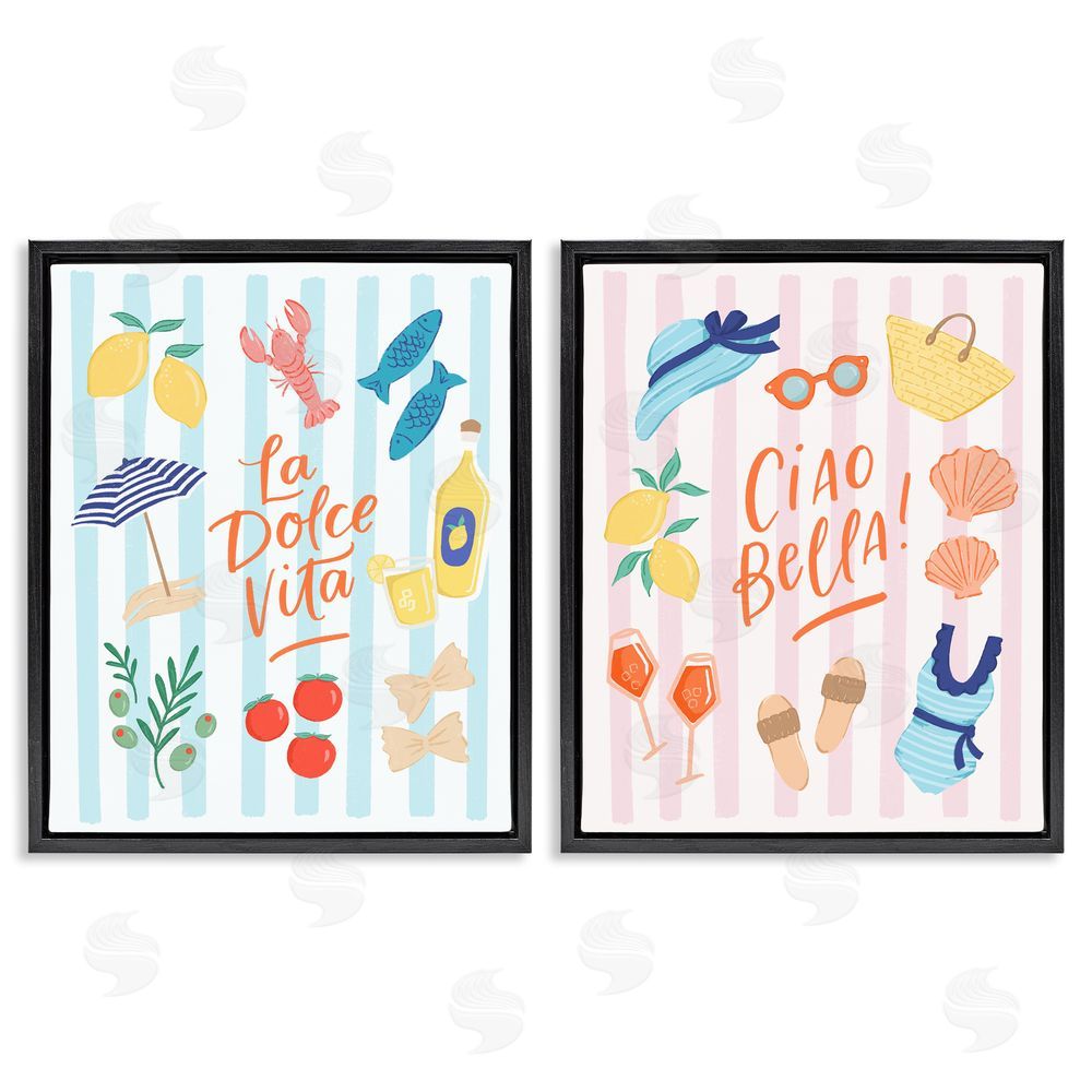 Sandra Picco Summer Italian Vacation Black Floating Frame Canvas Wall Art Print