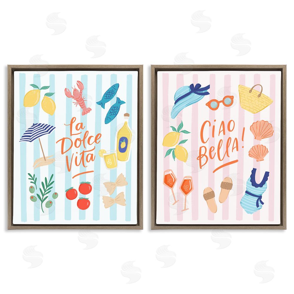 Sandra Picco Summer Italian Vacation Brown Floating Frame Canvas Wall Art Print