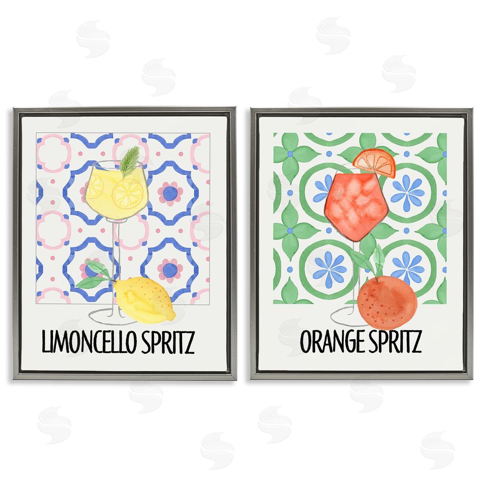 Nina Jacobs Citrus Spritz On My Mind Gray Floating Frame Canvas Wall Art Print