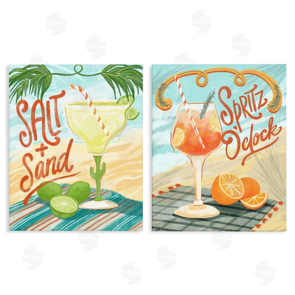Connie Summers Breezy Beachy Summer Cocktails Stretched Canvas Wall Art Print
