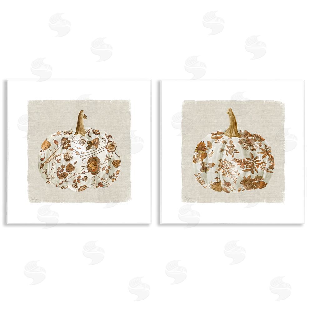 Livi Finn Vintage Patterned Pumpkins Wall Plaque Art Print