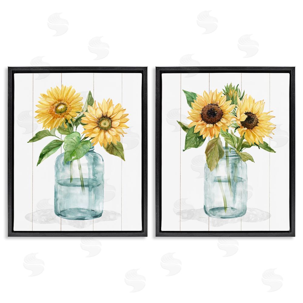 Livi Finn Sunny Day Sunflowers Black Floating Frame Canvas Wall Art Print