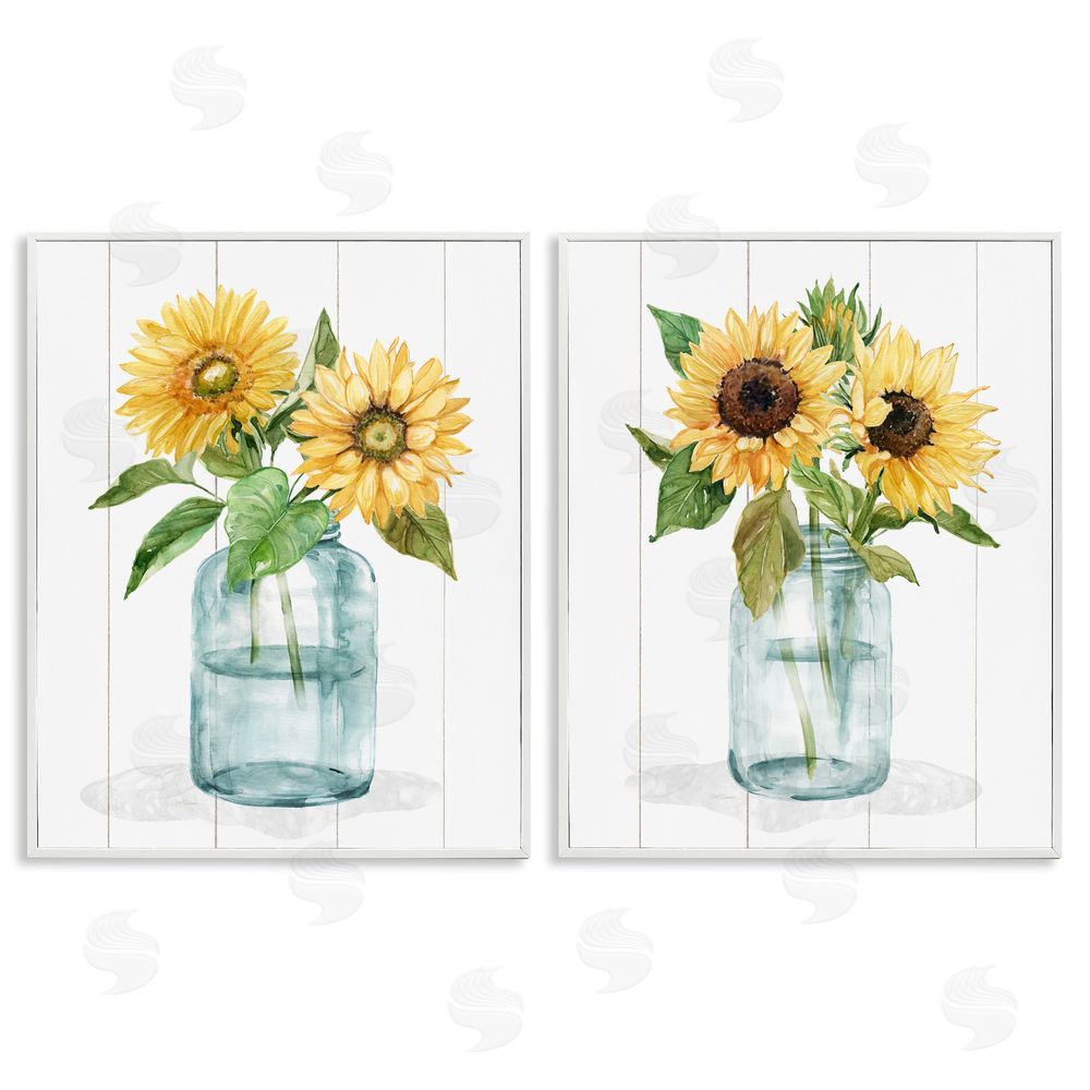 Livi Finn Sunny Day Sunflowers White Framed Giclee Wall Art Print