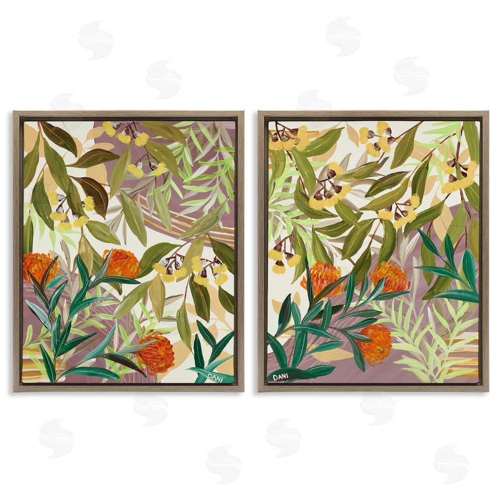 Dani Heyward Walk With Me Botanicals Brown Floating Frame Canvas Wall Art Print