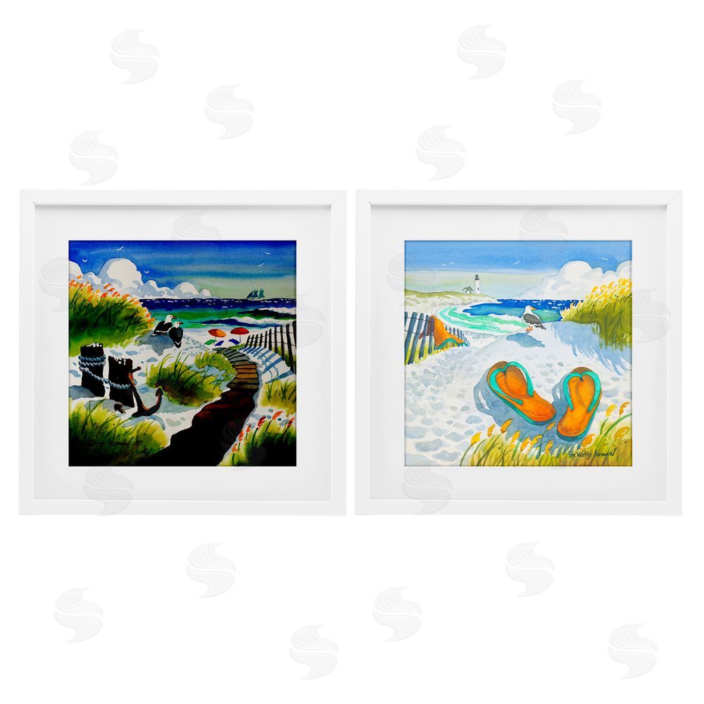 Robin Altman Boardwalk Through Beach Scenery White Framed Print Under Glass with Matting Wall Art