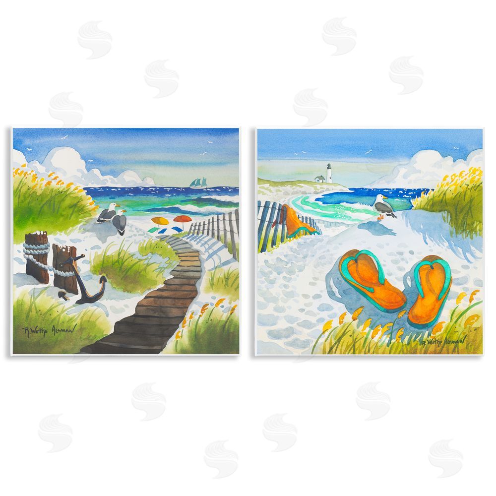 Robin Altman Boardwalk Through Beach Scenery Wall Plaque Art Print with White Foil Wrap