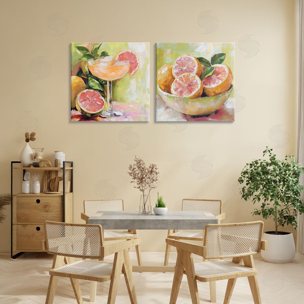 Riley B Grapefruit Bowl & Cocktail Stretched Canvas Wall Art in Room