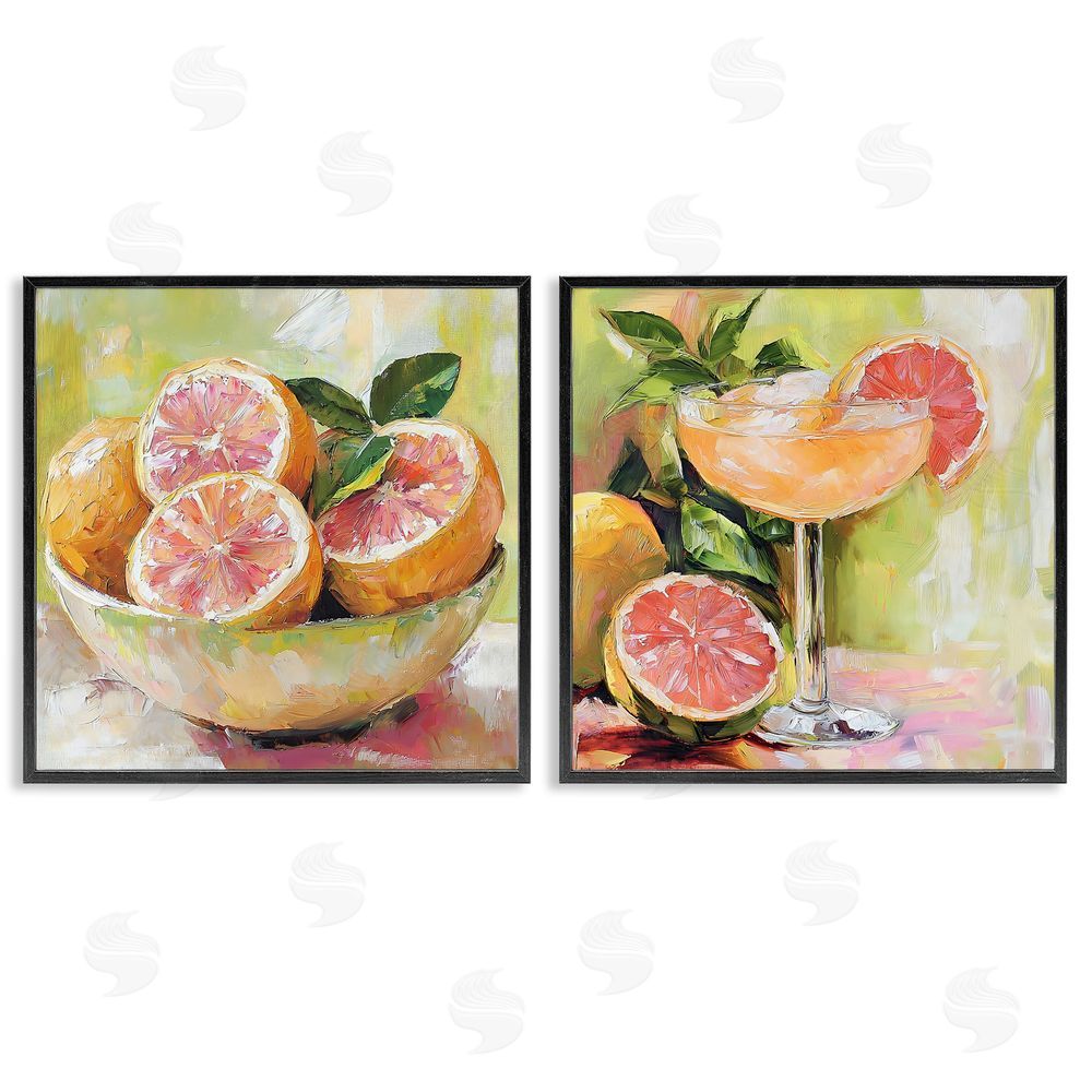 Riley B Grapefruit Bowl & Cocktail Black Framed Giclee Wall Art
