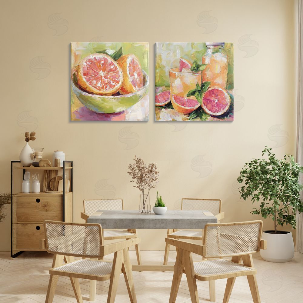 Riley B Grapefruit Drinks & Fruits Stretched Canvas Wall Art in Room