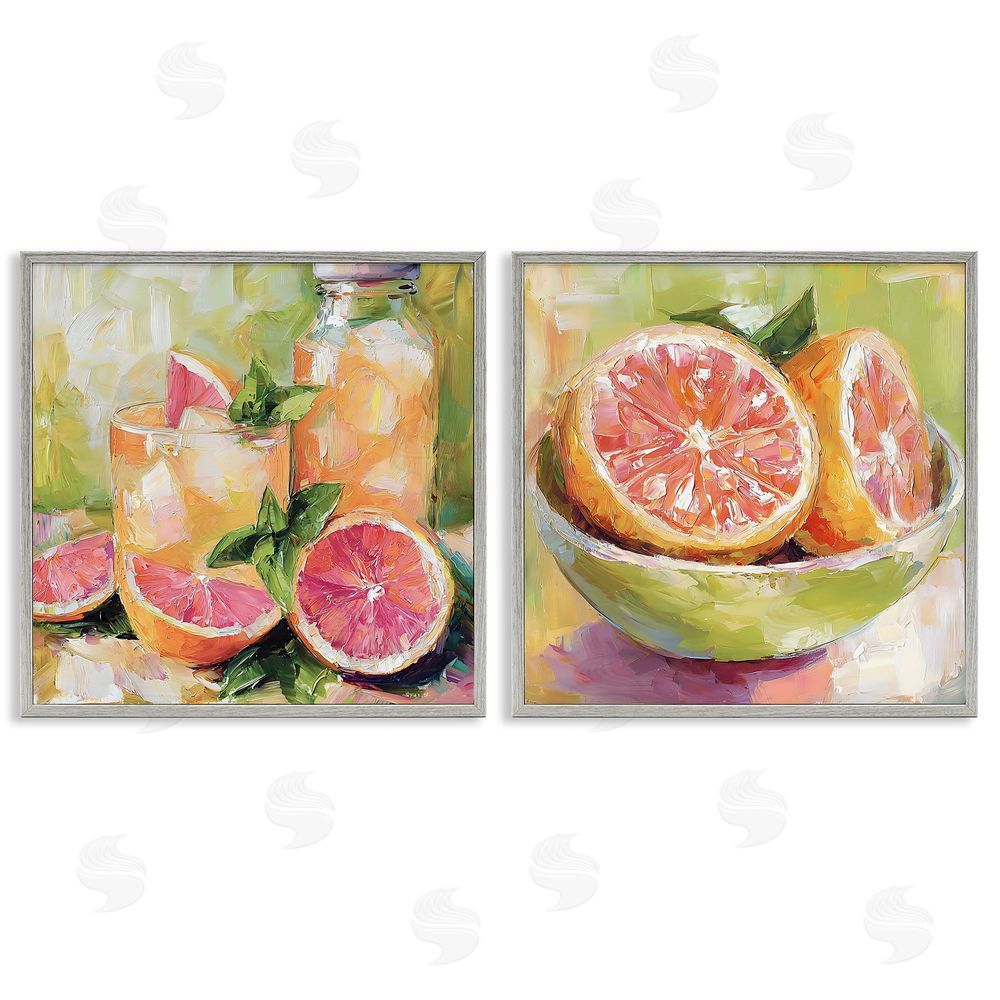 Riley B Grapefruit Drinks & Fruits Gray Framed Giclee Wall Art