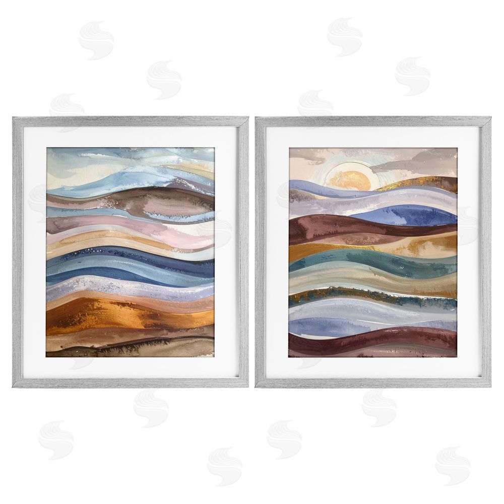 Alonza Saunders Earthy Ocean Flow Gray Framed Print Under Glass Wall Art