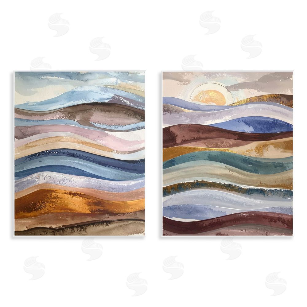 Alonza Saunders Earthy Ocean Flow Wall Plaque with Fixed Lithograph Print