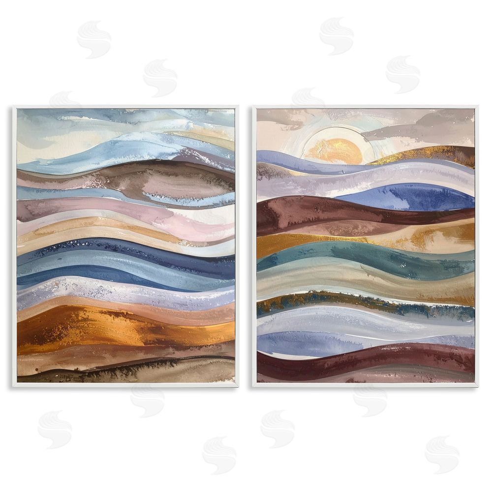Alonza Saunders Earthy Ocean Flow White Framed Giclee Wall Art Print