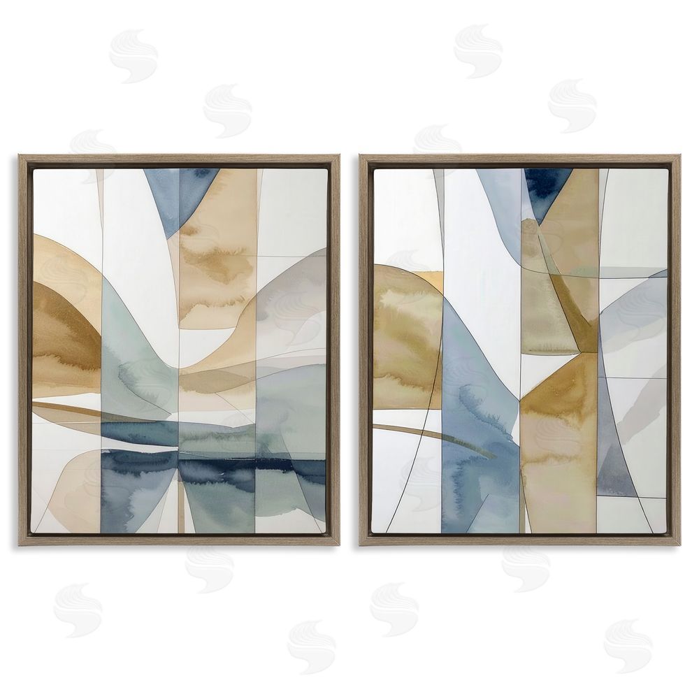 Alonza Saunders Balanced Geographic Abstract Brown Floating Frame Canvas Wall Art Print