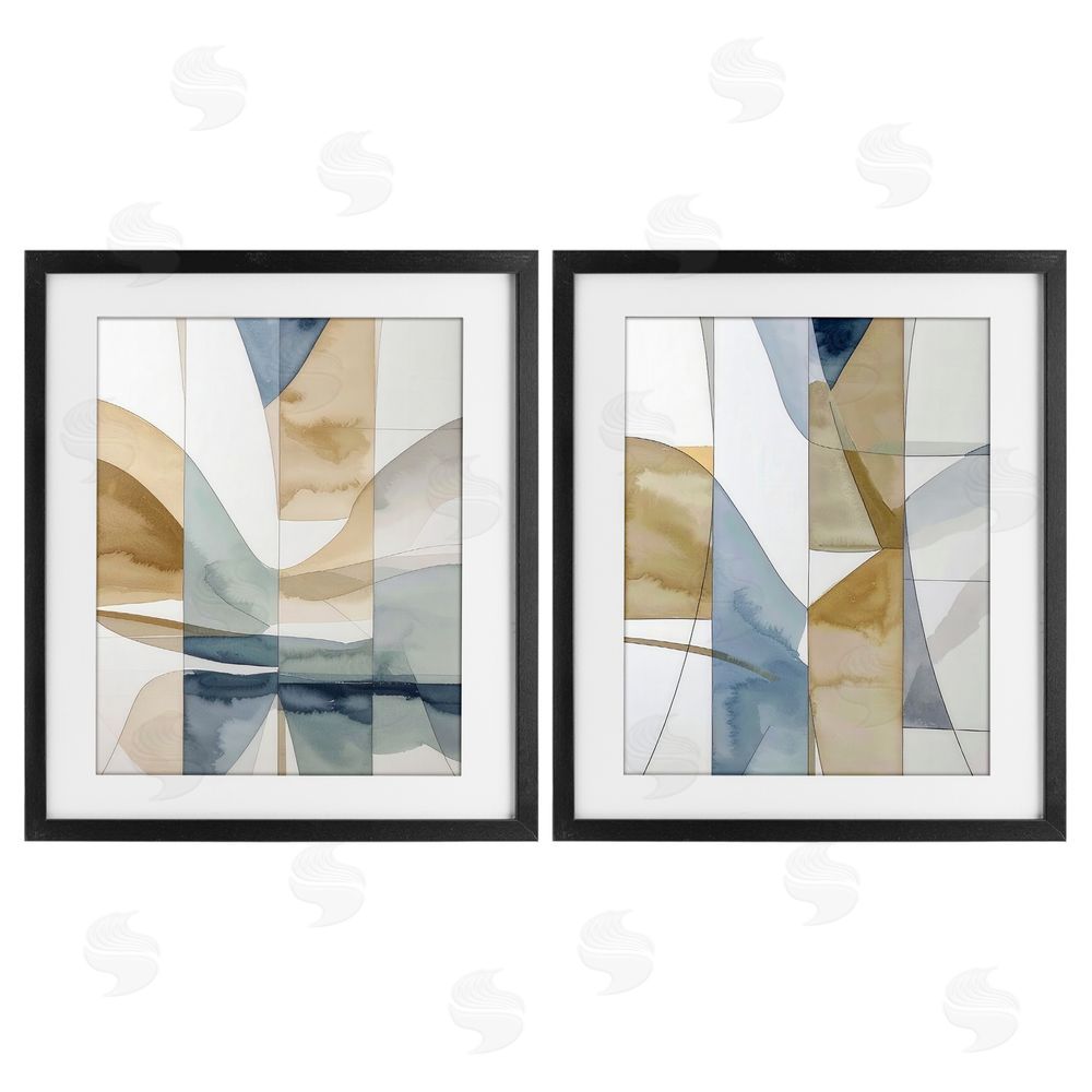 Alonza Saunders Balanced Geographic Abstract Black Framed Print Under Glass Wall Art