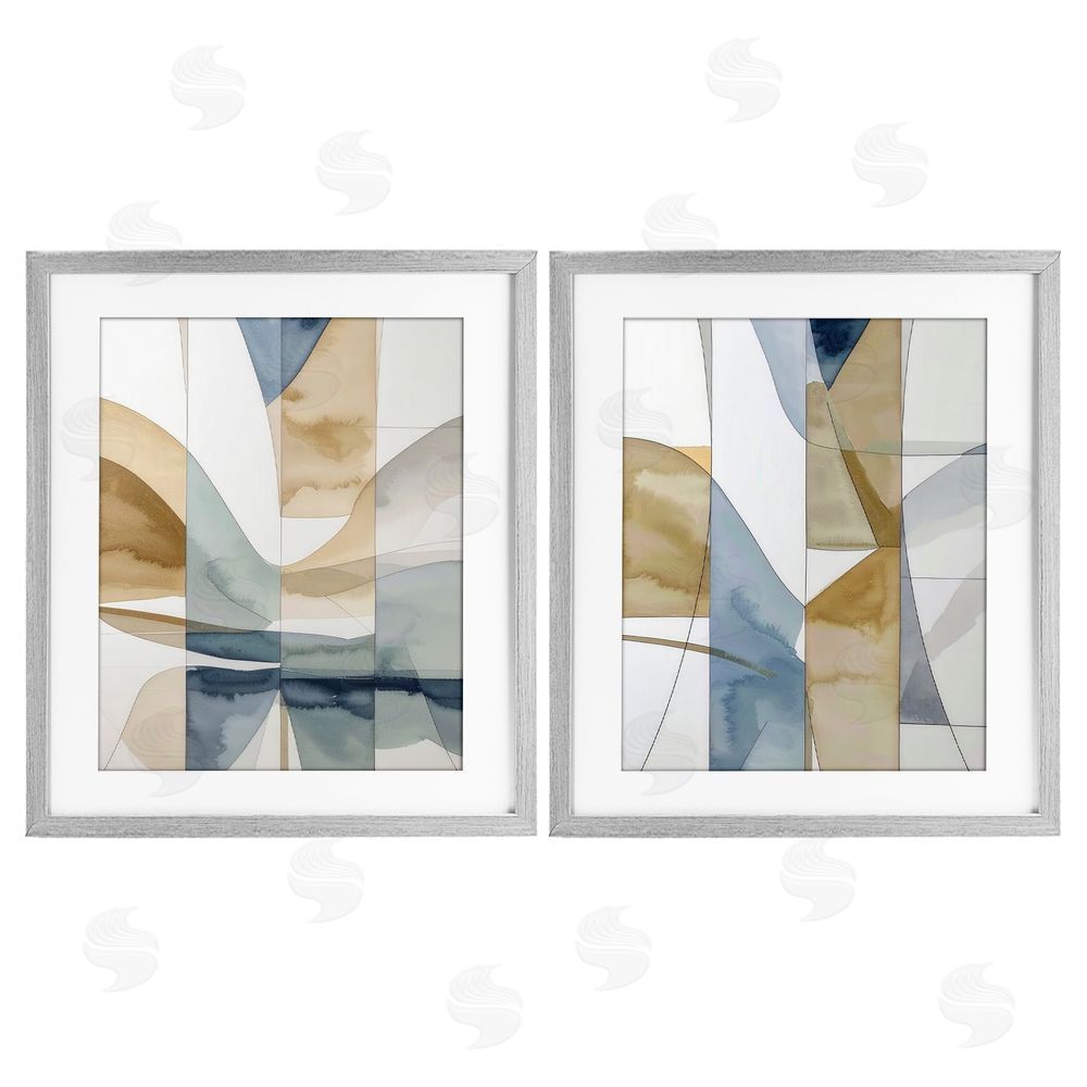 Alonza Saunders Balanced Geographic Abstract Gray Framed Print Under Glass Wall Art