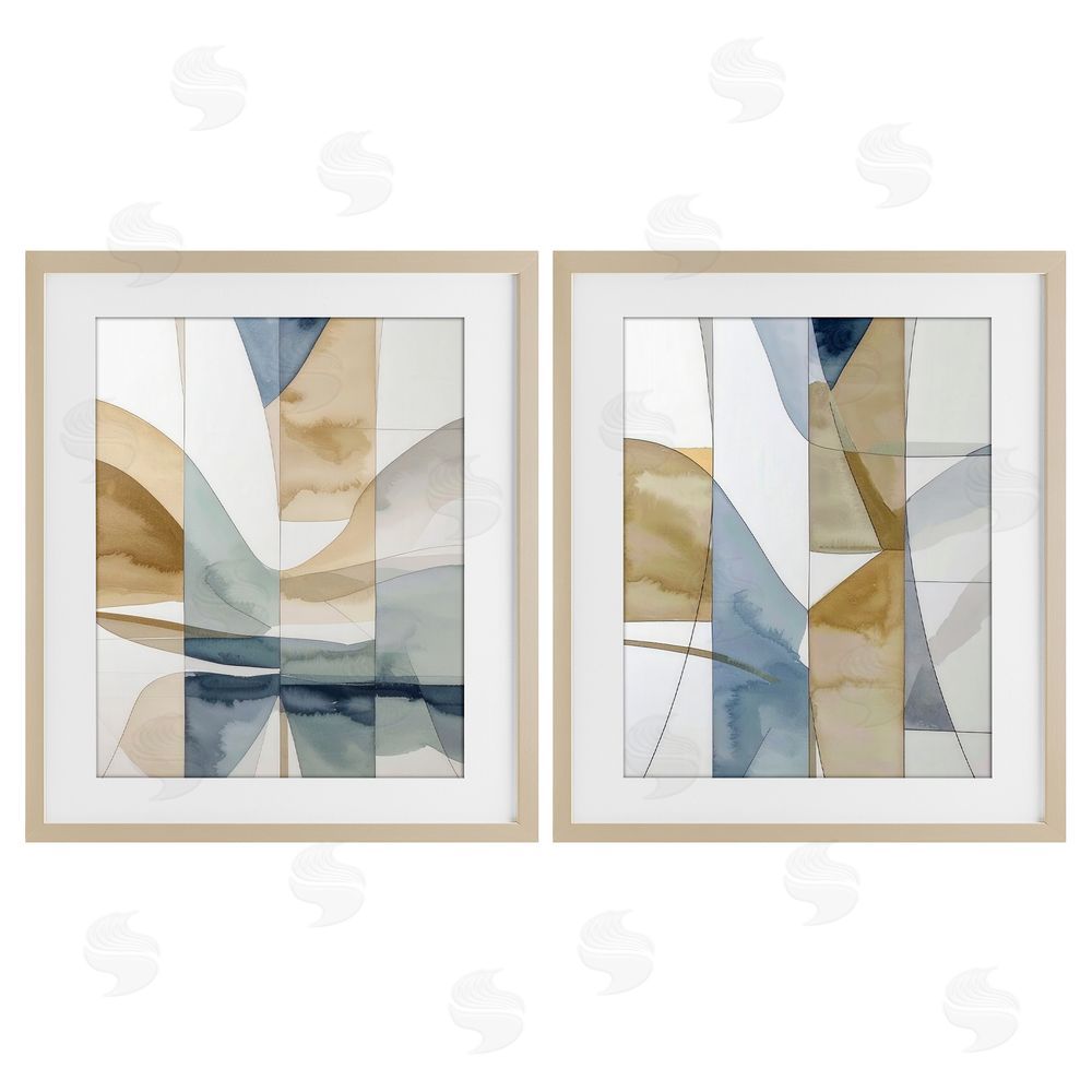 Alonza Saunders Balanced Geographic Abstract Brown Framed Print Under Glass Wall Art