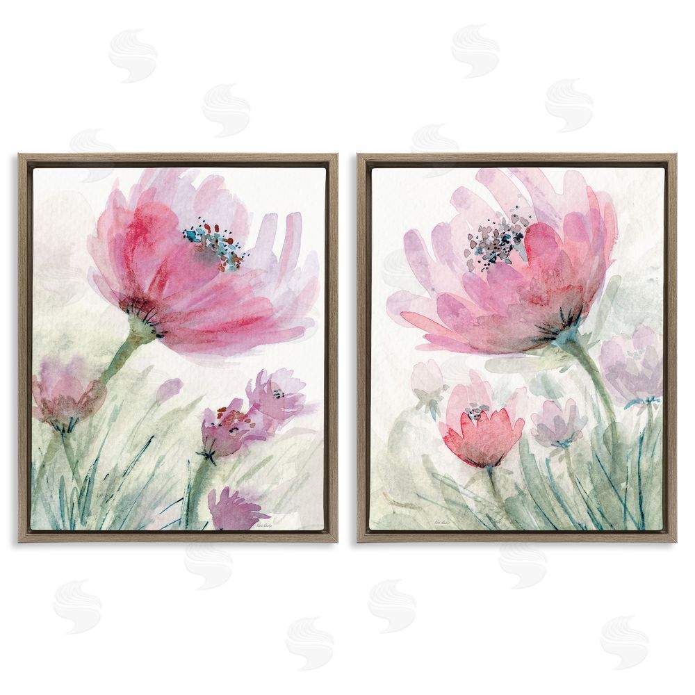 Patti Bishop Speckled Flower Stamens Brown Floating Frame Canvas Wall Art Print