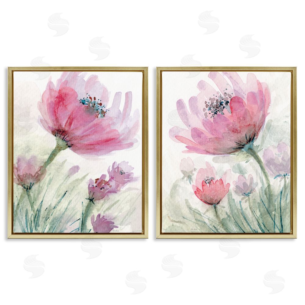 Patti Bishop Speckled Flower Stamens Gold Floating Frame Canvas Wall Art Print