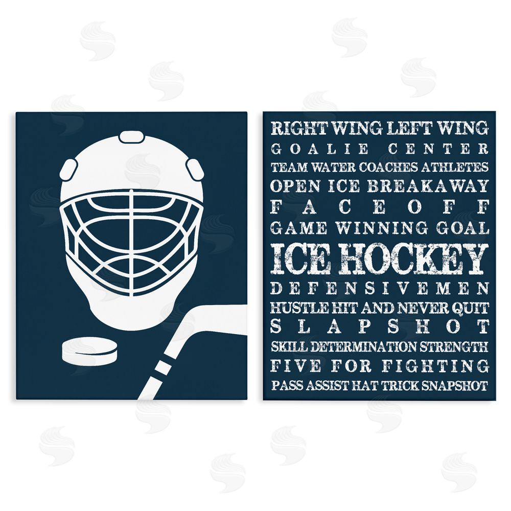 Melody Hogan Hockey Equipment & Phrases Stretched Canvas Wall Art Print