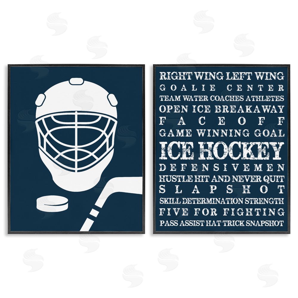 Melody Hogan Hockey Equipment & Phrases Black Framed Giclee Wall Art Print