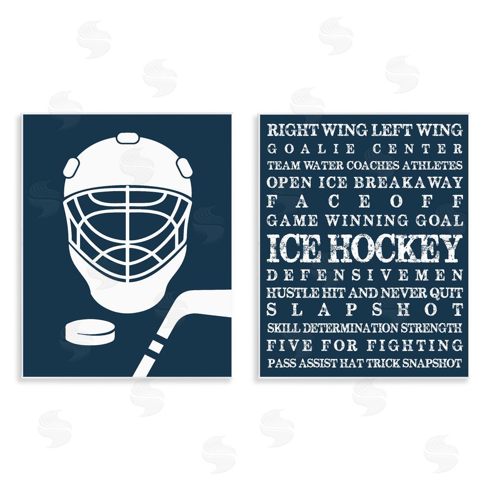 Melody Hogan Hockey Equipment & Phrases Wooden Wall Plaque Art Print