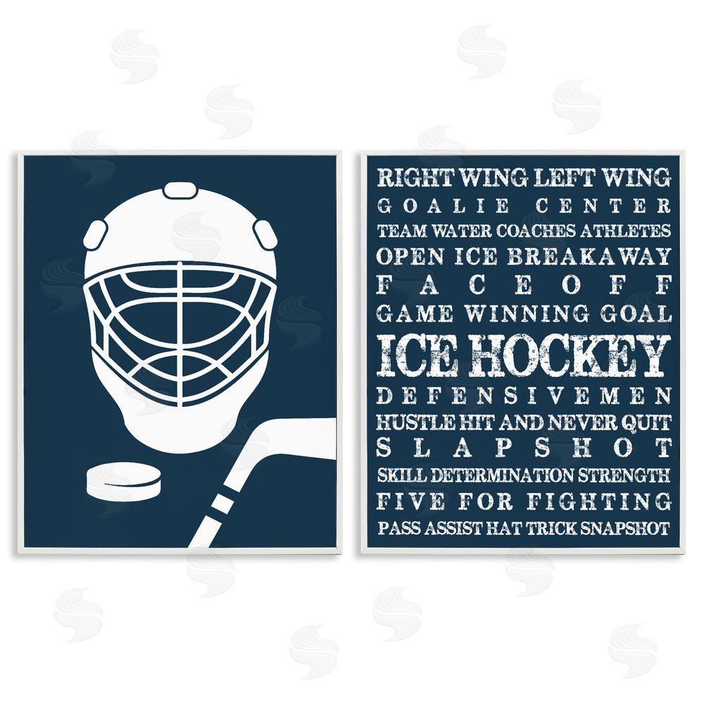 Melody Hogan Hockey Equipment & Phrases White Framed Giclee Wall Art Print