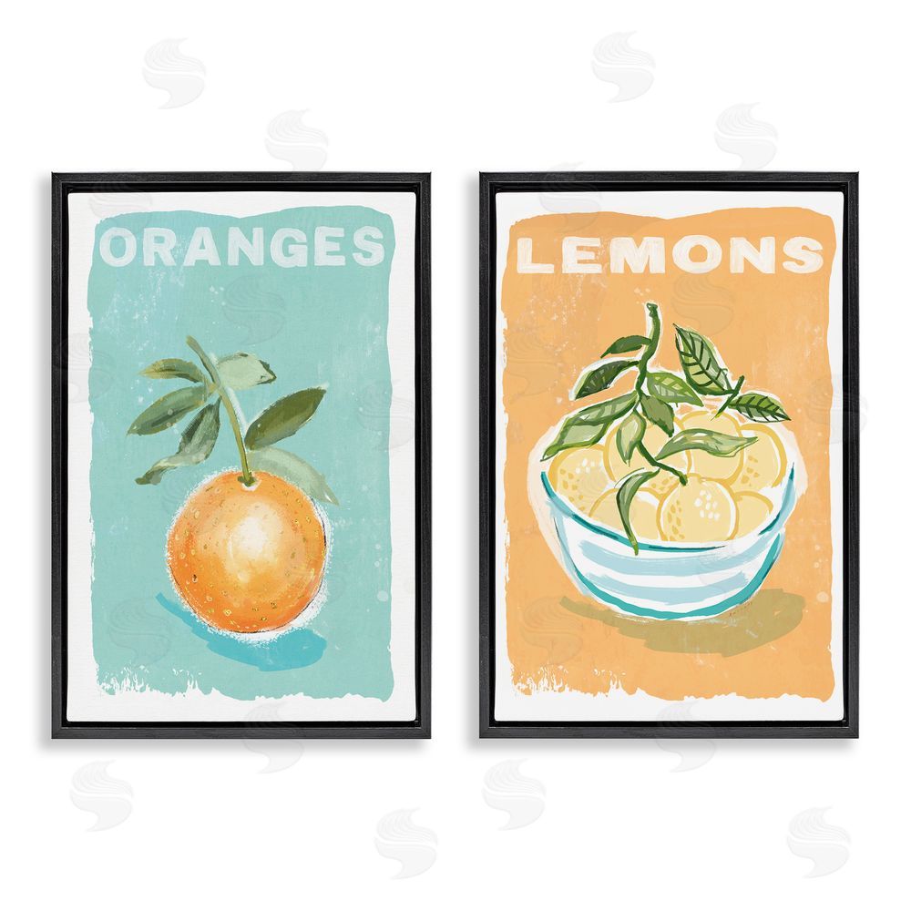 Chad Barrett Citrus Twist Motif Black Floating Frame Canvas Wall Art Print