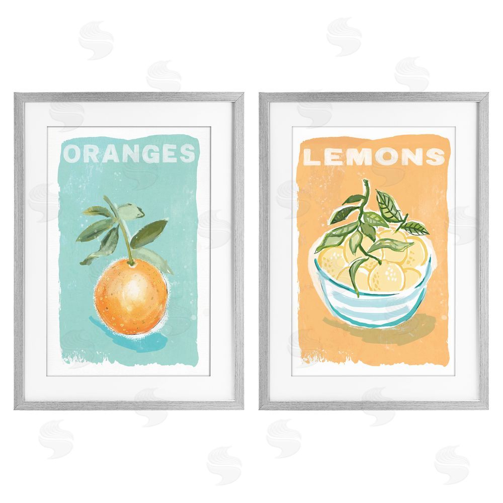Chad Barrett Citrus Twist Motif Gray Framed Print Under Glass Wall Art