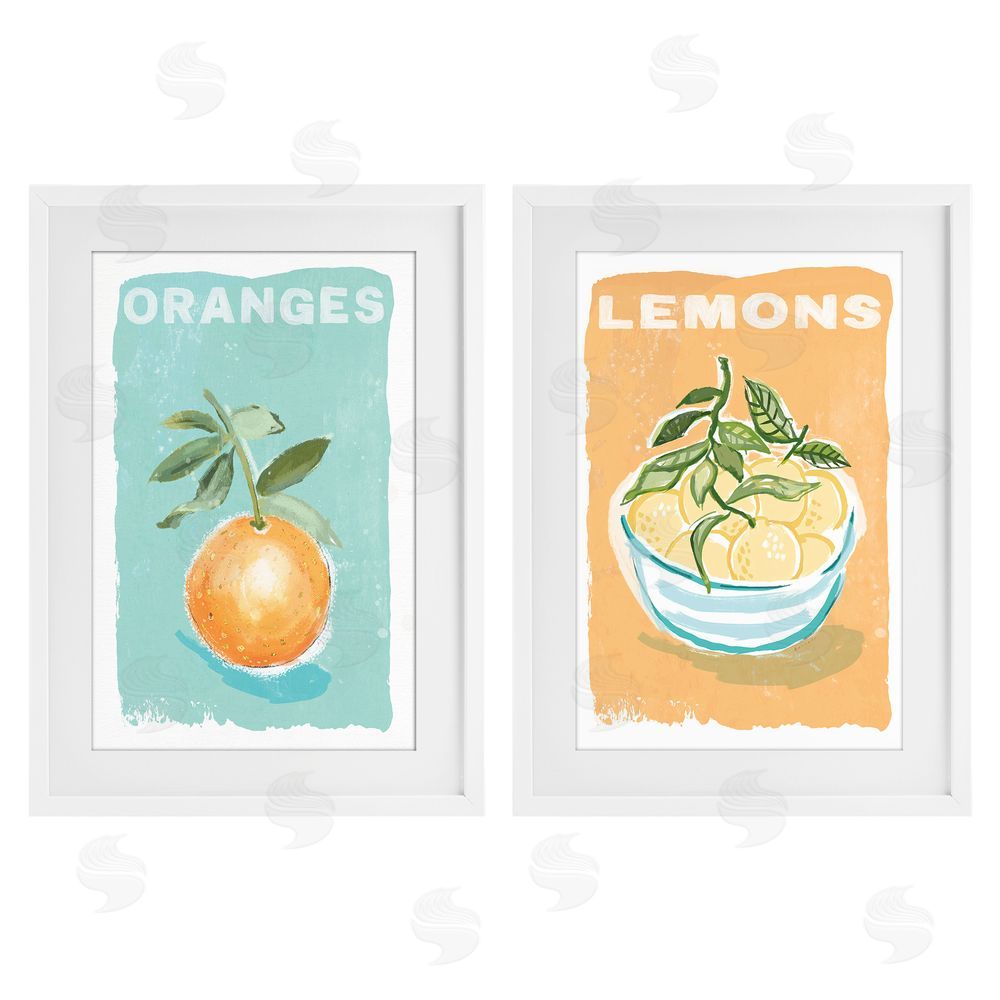 Chad Barrett Citrus Twist Motif White Framed Print Under Glass Wall Art