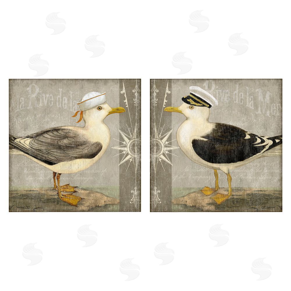 Suzanne Nicoll Little Seagulls with Hats Stretched Canvas Wall Art Print