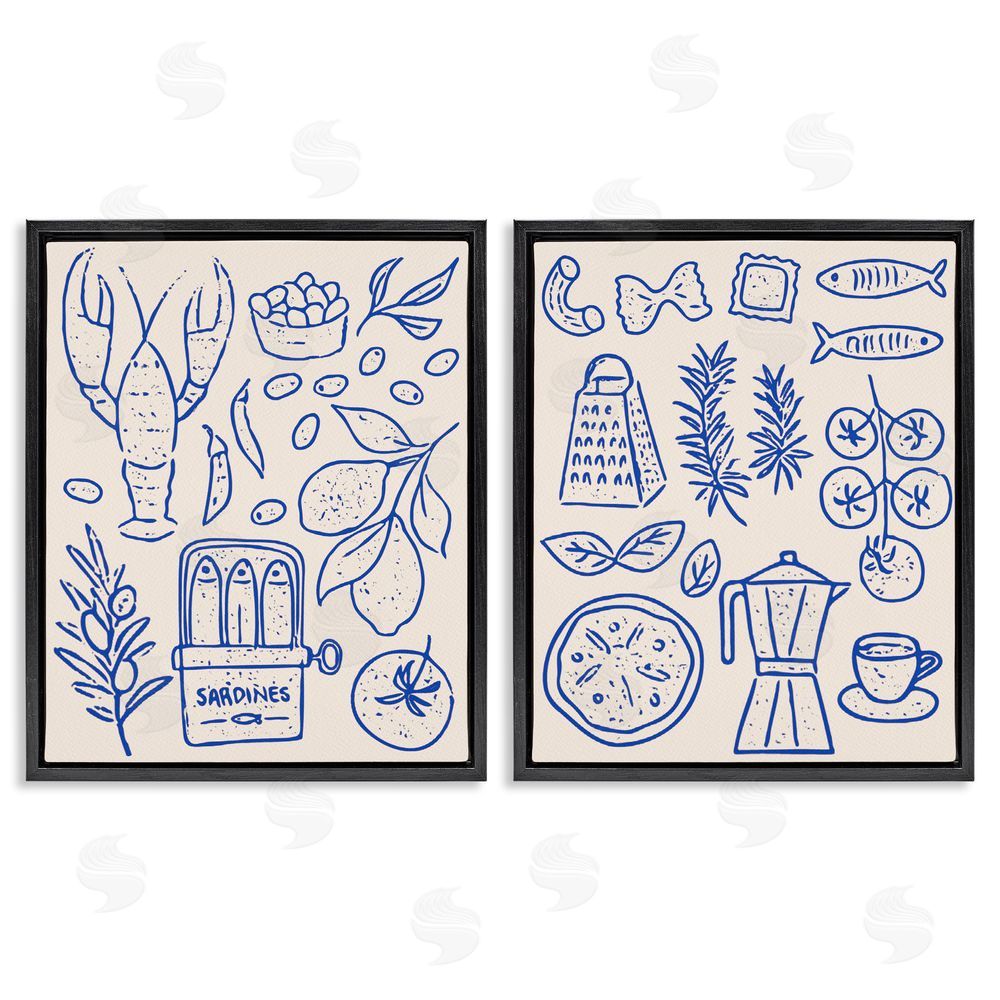Camila Juncos Mediterranean Kitchen Simplicity Black Floating Frame Canvas Wall Art