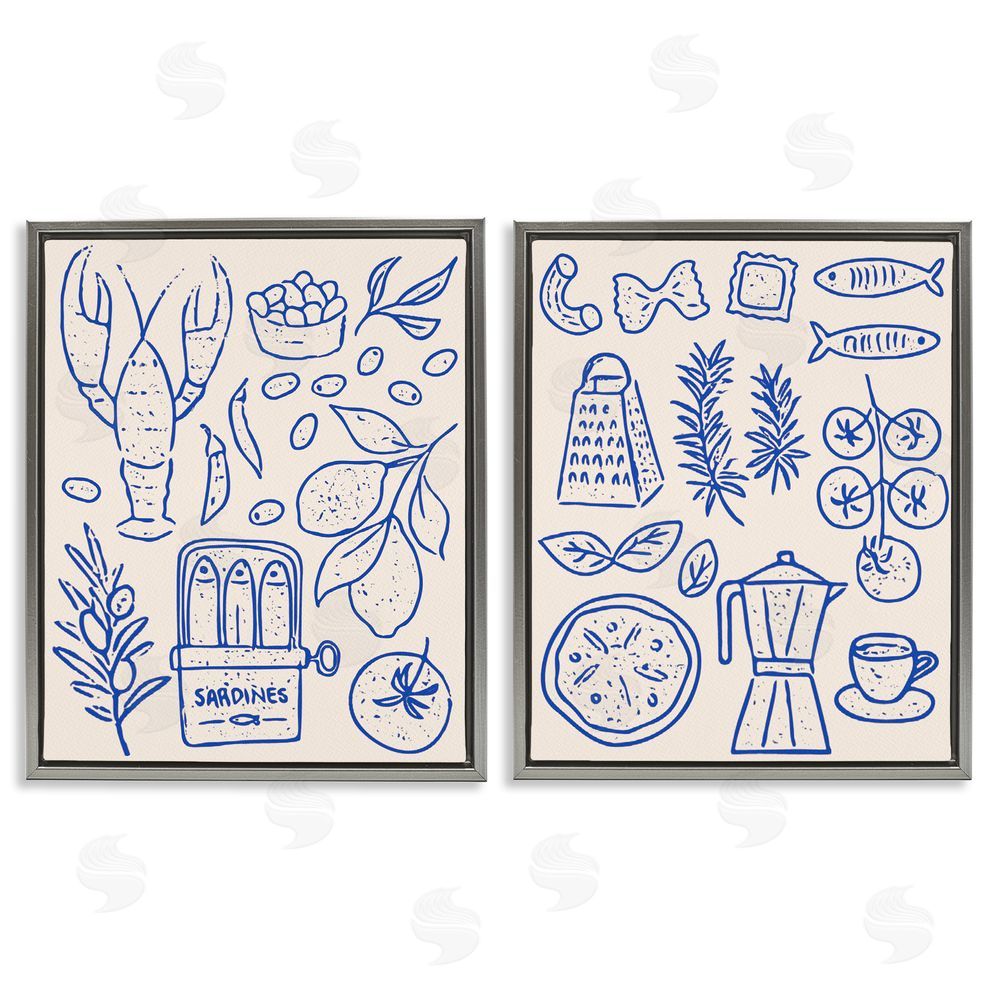 Camila Juncos Mediterranean Kitchen Simplicity Gray Floating Frame Canvas Wall Art