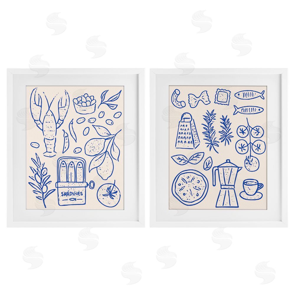 Camila Juncos Mediterranean Kitchen Simplicity White Framed Print Under Glass with Mat Wall Art