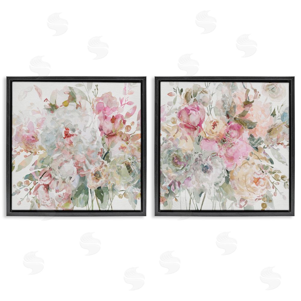 Carol Robinson Romantic Blush Botanicals Black Floating Frame Canvas Wall Art Print