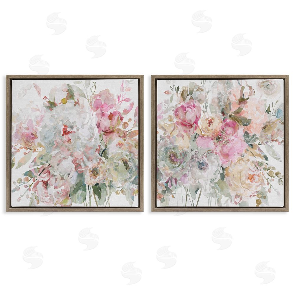 Carol Robinson Romantic Blush Botanicals Brown Floating Frame Canvas Wall Art Print