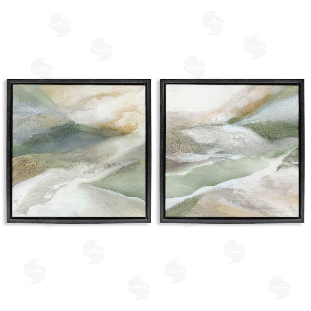 Carol Robinson Serene Misty Valley Abstraction Black Floating Frame Canvas Wall Art Print