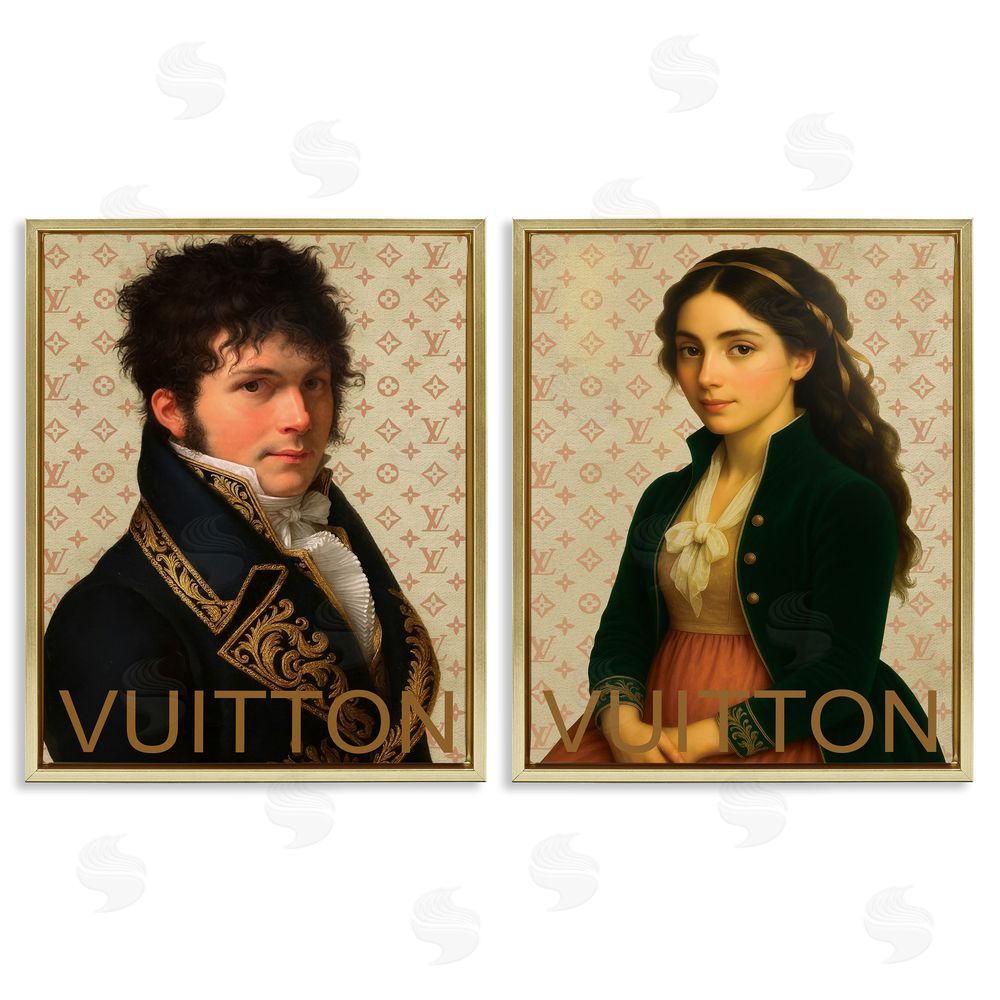 Grotto Studios Glam Fashion Models in Spring Gold Floating Framed Canvas Wall Art