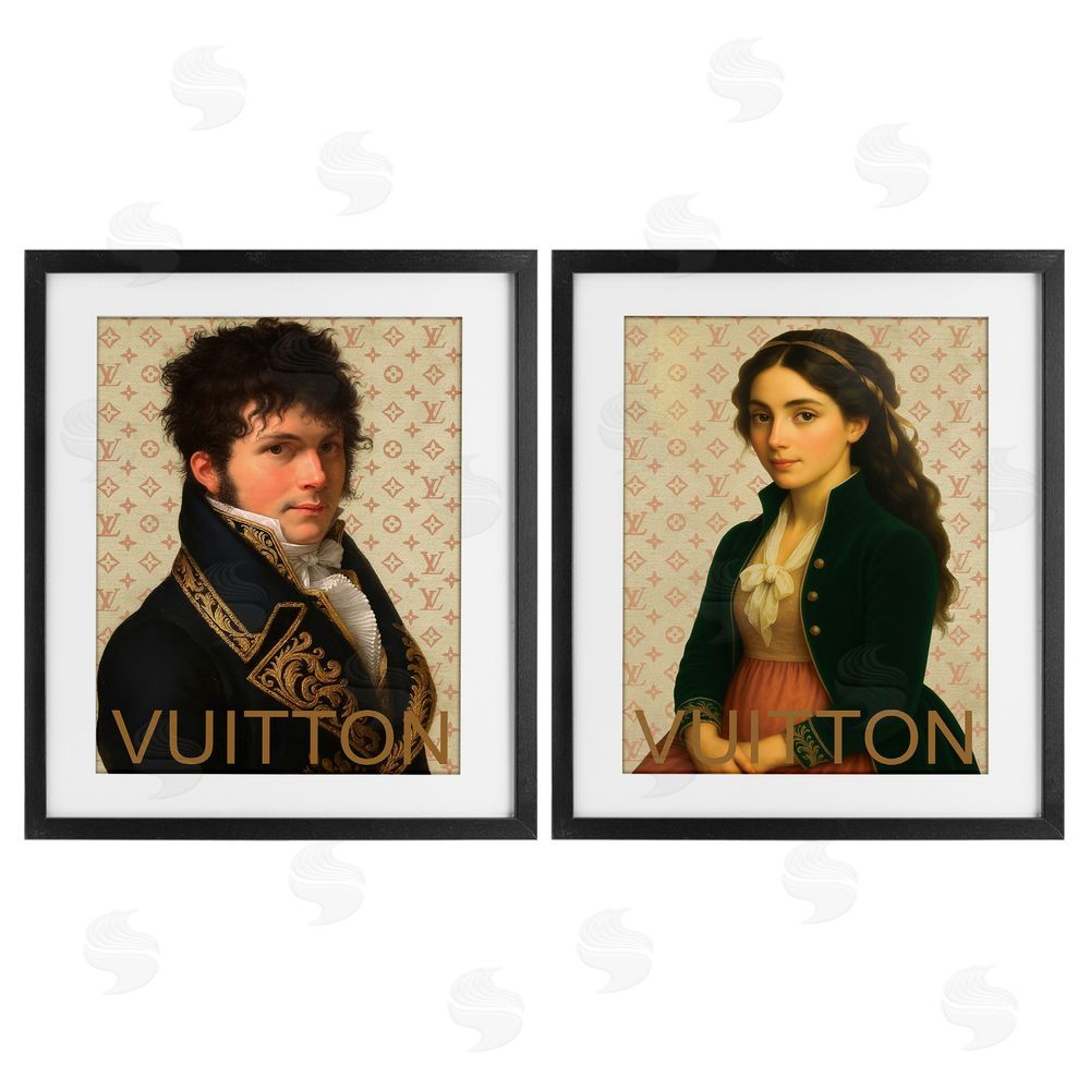 Grotto Studios Glam Fashion Models in Spring Black Framed Print Under Glass Wall Art